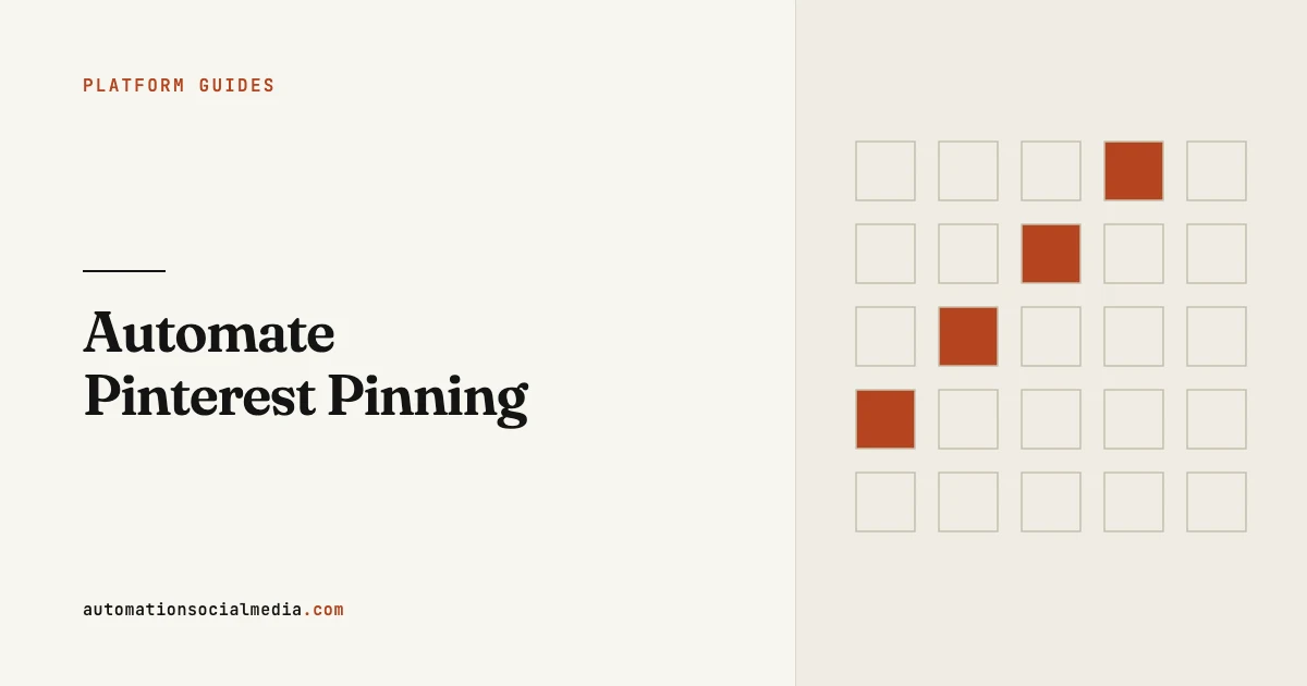 Title card: "Automate Pinterest Pinning", in the Platform Guides section of automationsocialmedia.com